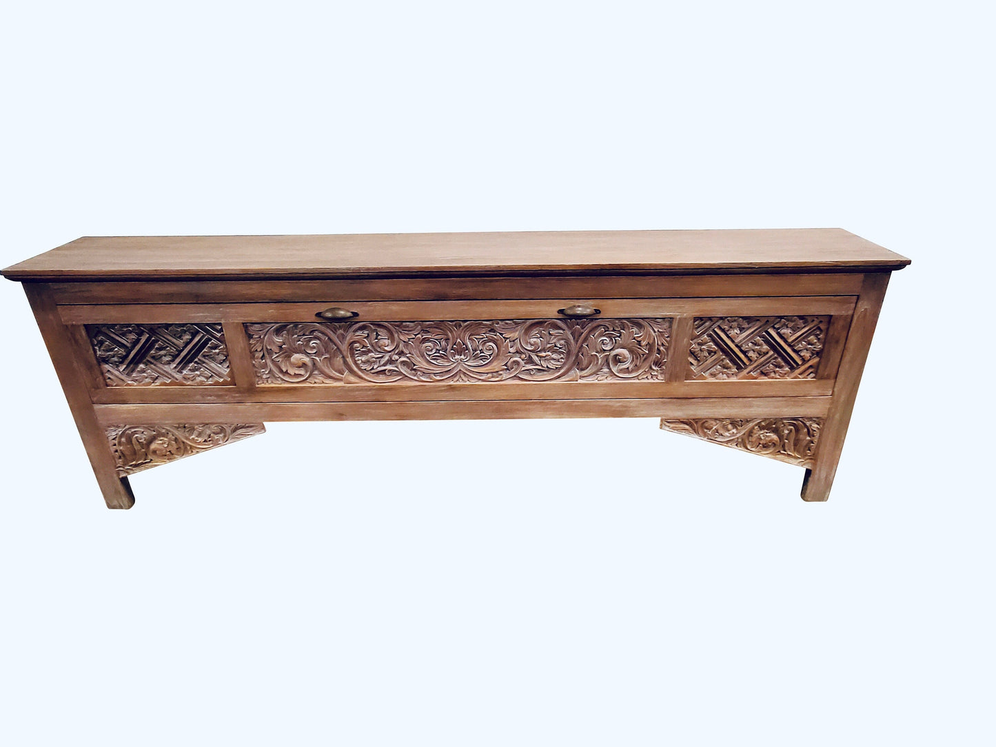Handcrafted Teak Arch console table, Reclaimed Console Table, Carved Wood Media Stand, Architectural archway console