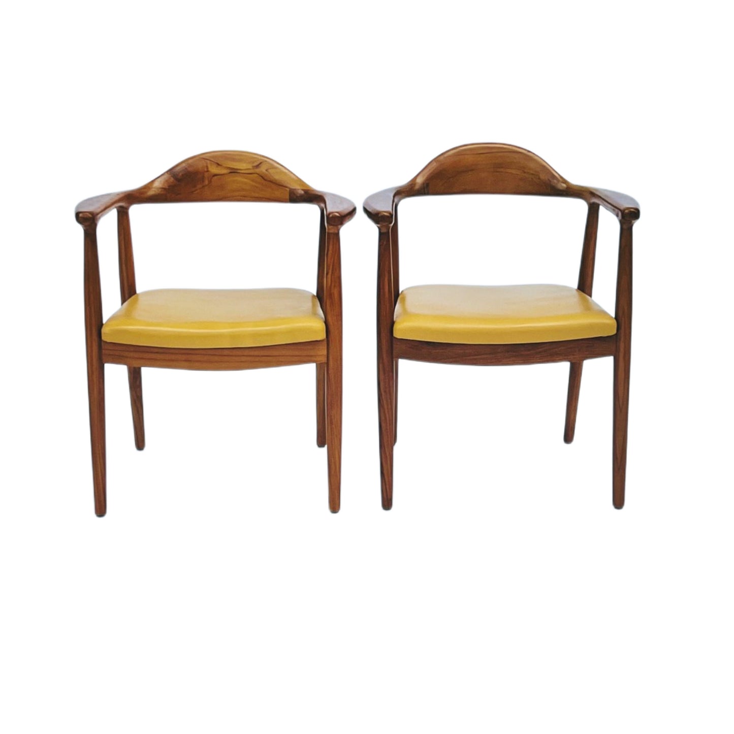 Teakwood Hans Wegner Inspired chairs Mid Century Modern MCM leather chairs