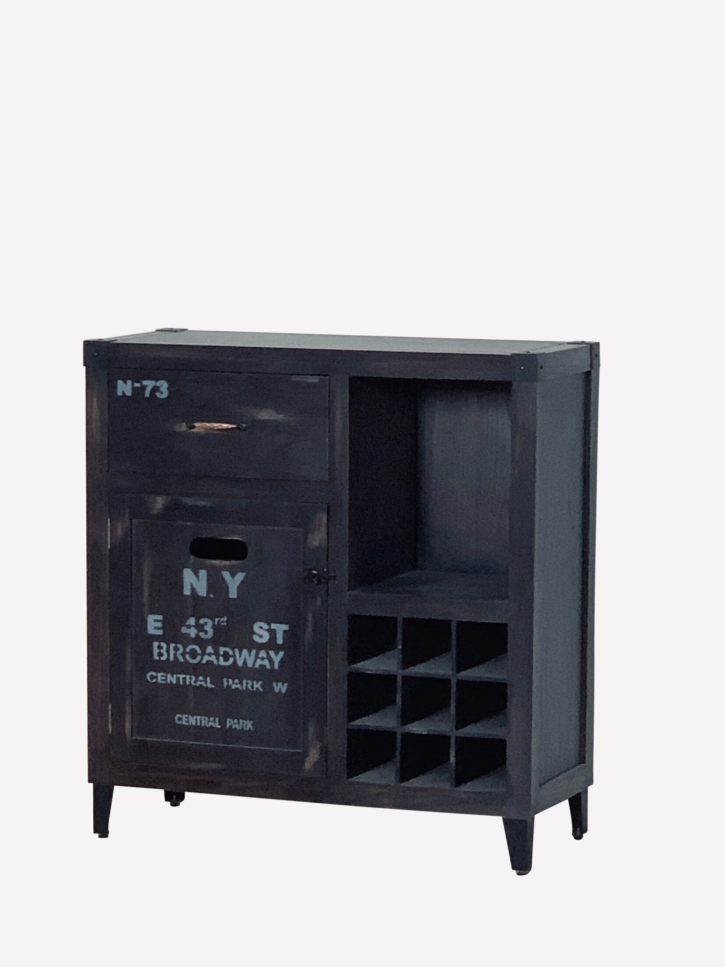 Solid Wood New York City Graffiti Wine Cabinet Industrial Cabinet