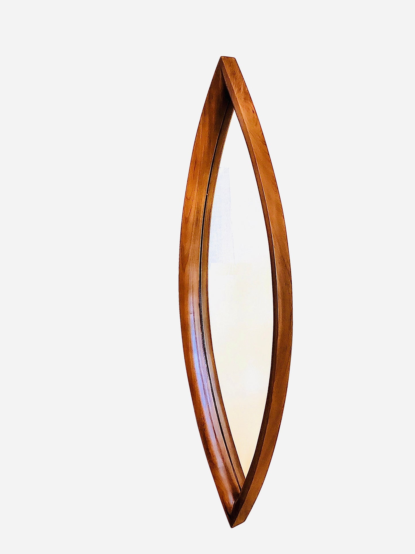 Solid Teakwood Mid-century Modern Syroco mirror oblong cat eye oval mirror