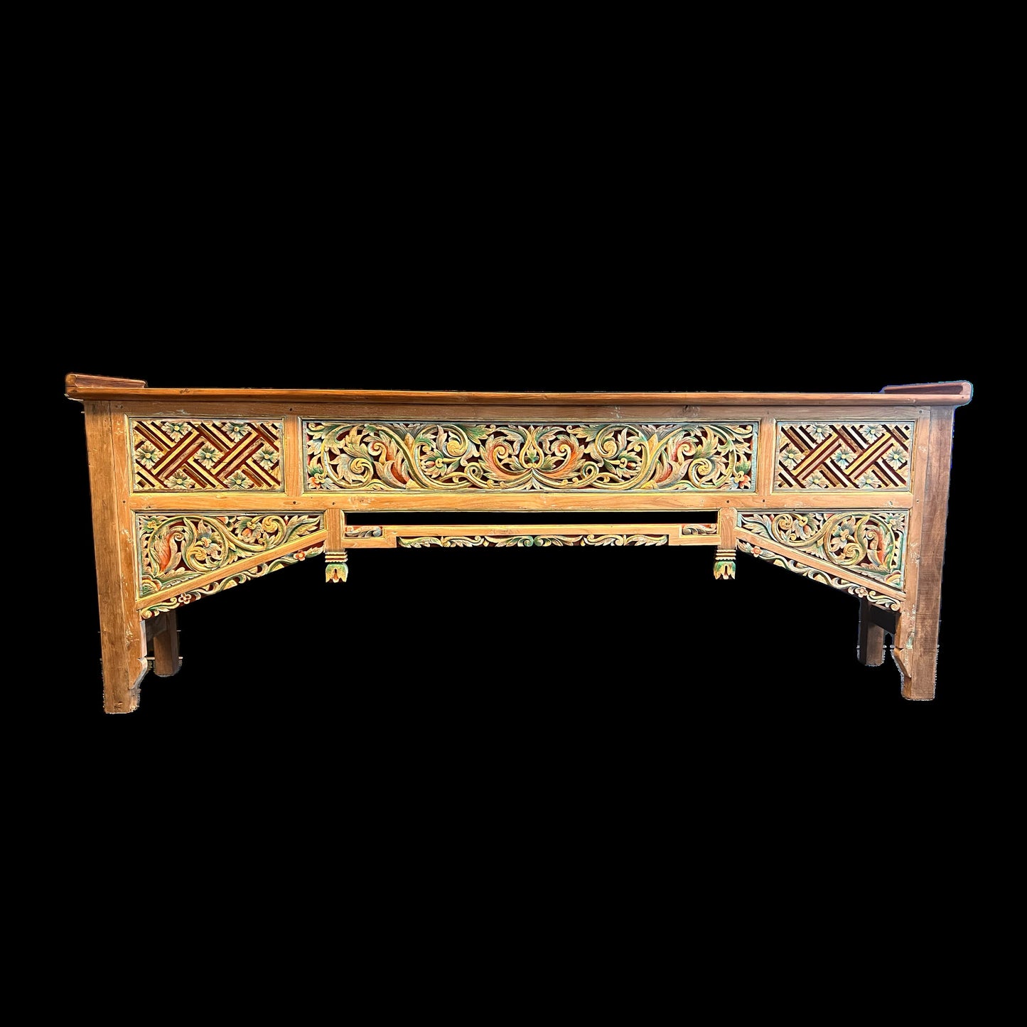 Handcrafted Teak Arch console table, Reclaimed Console Table, Carved Wood Media Stand, Architectural archway console